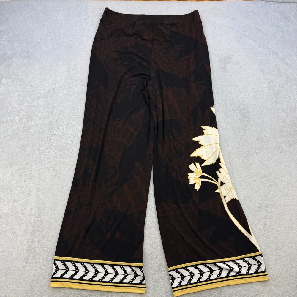 White House Black Market Wide Leg Pants Womens Medium Brown Floral Palazzo Boho - Picture 2 of 5